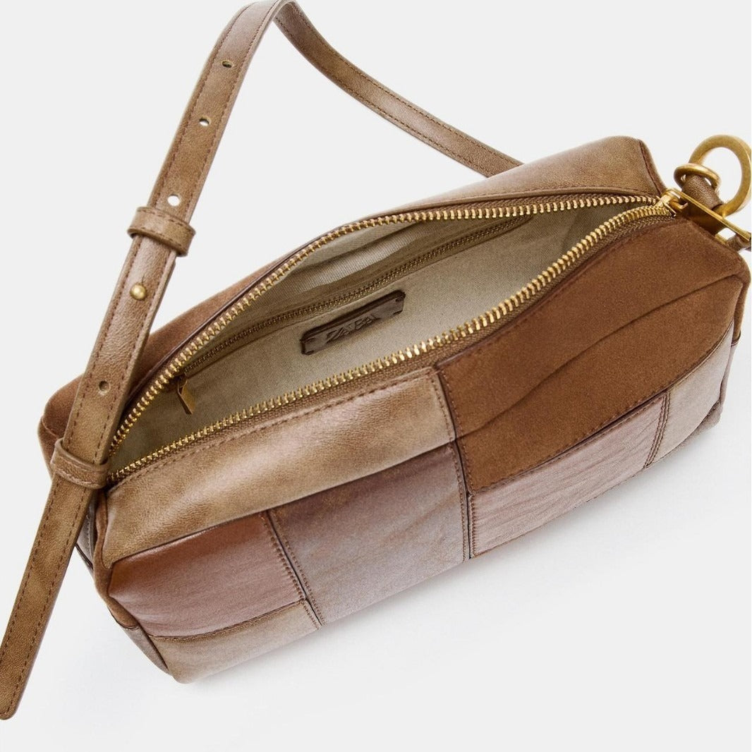 Color-Block Patchwork Retro Shoulder Bag