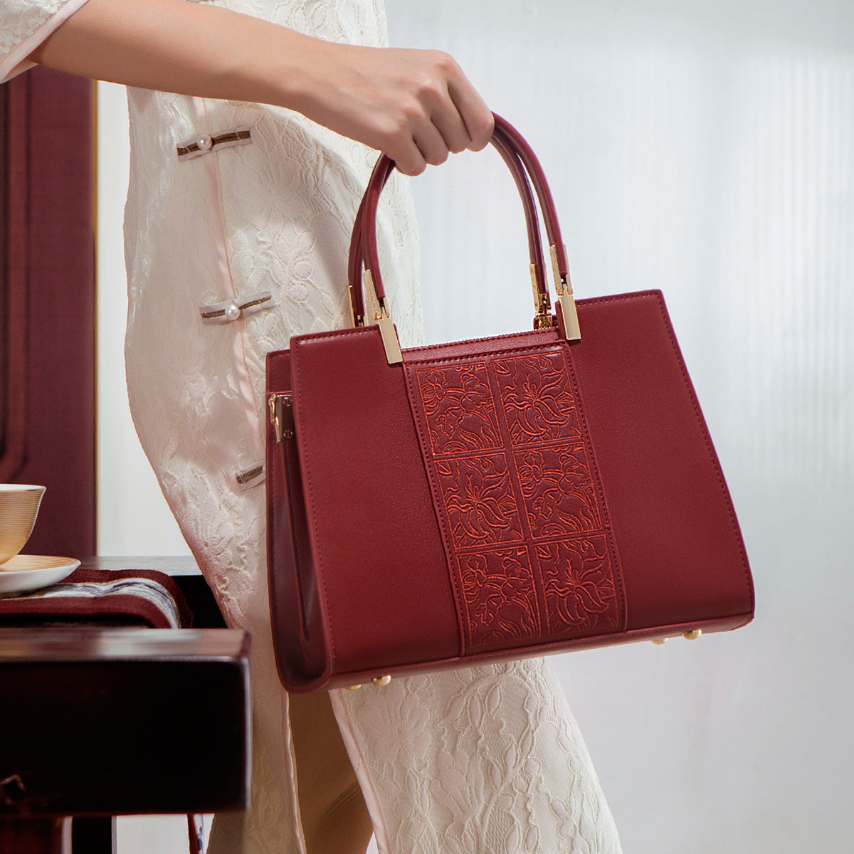 High-end Red Handbag