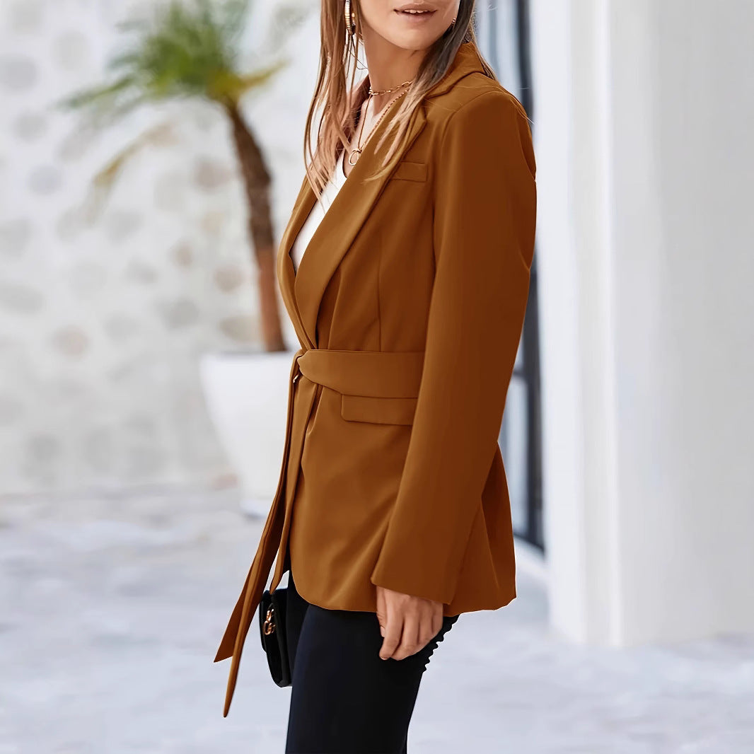 Casual Solid-color Lapel Jacket For Women