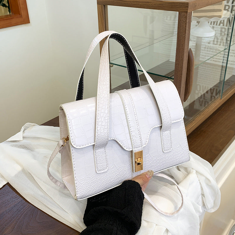 Solid-color Crocodile-pattern Tote Bag