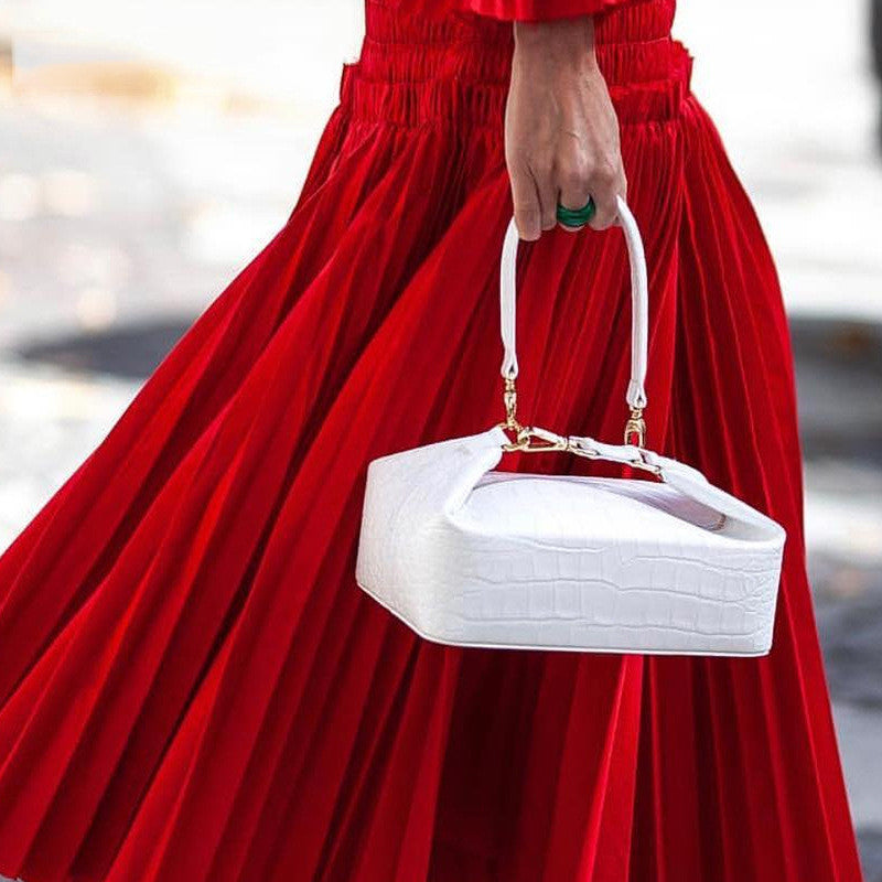 Crocodile Embossed Box Shoulder Bag