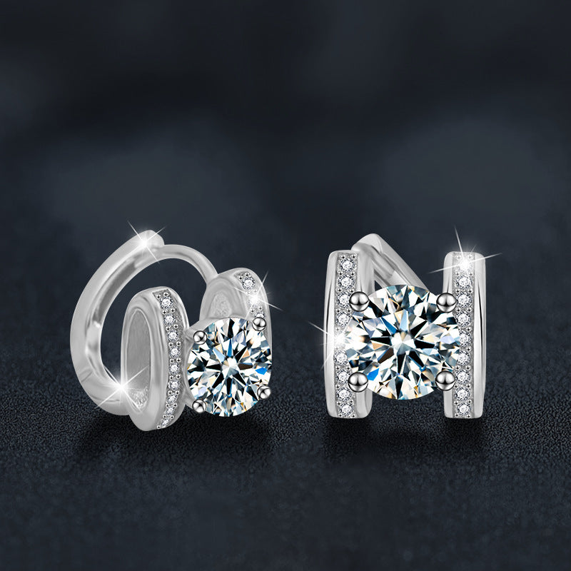 Simple Moissanite Silver Earrings