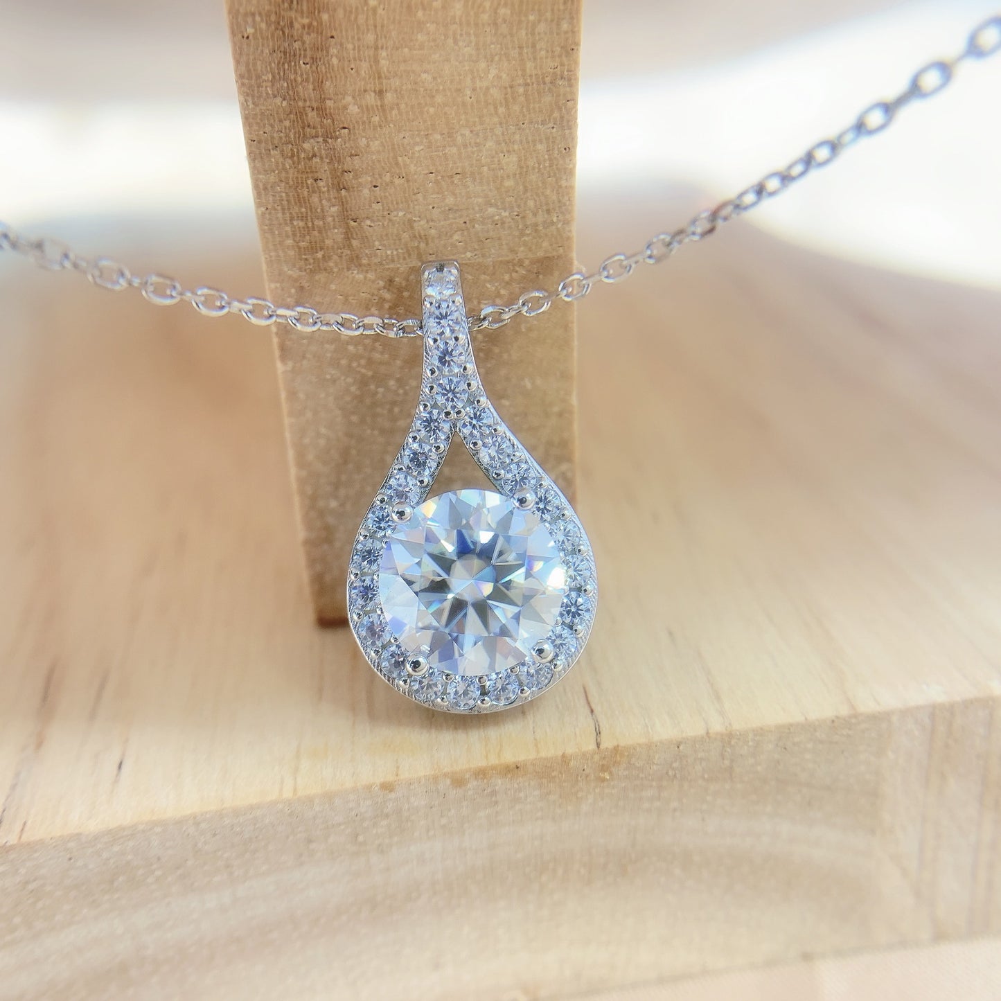 S925 Sterling Silver Moissanite Waterdrop Necklace