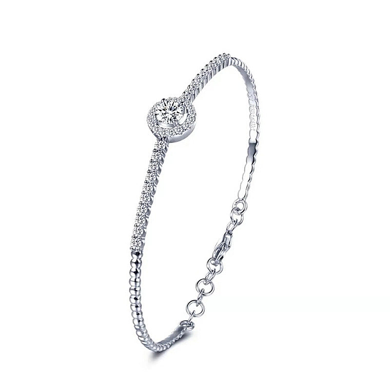 925 Sterling Silver Round Bracelet Korean design moissanite Jewelry
