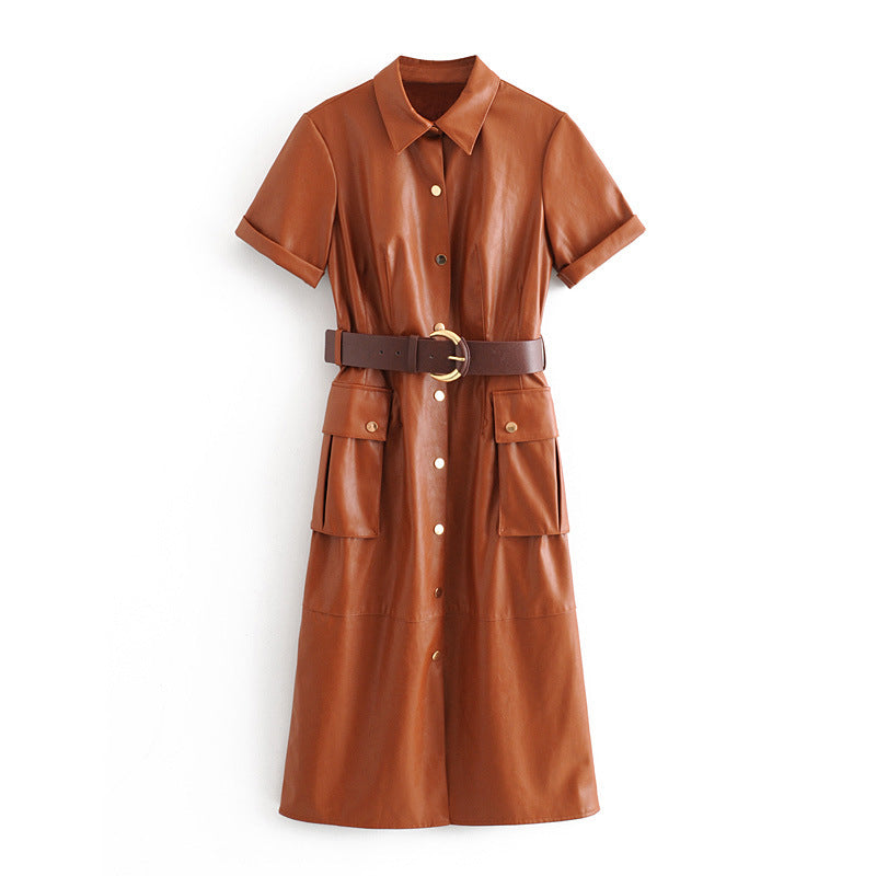Women faux leather dress