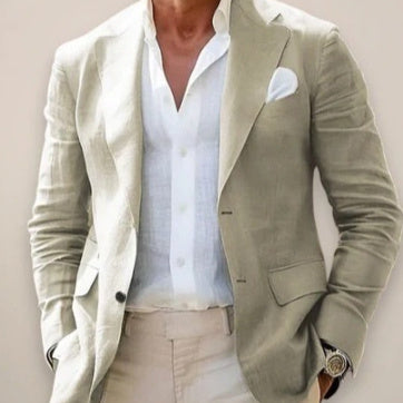 Men's Loose Solid Color Double Button Suit Jacket