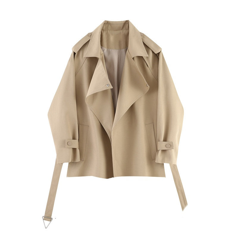 Womens Cropped Trench Coat With A Cinched Waist