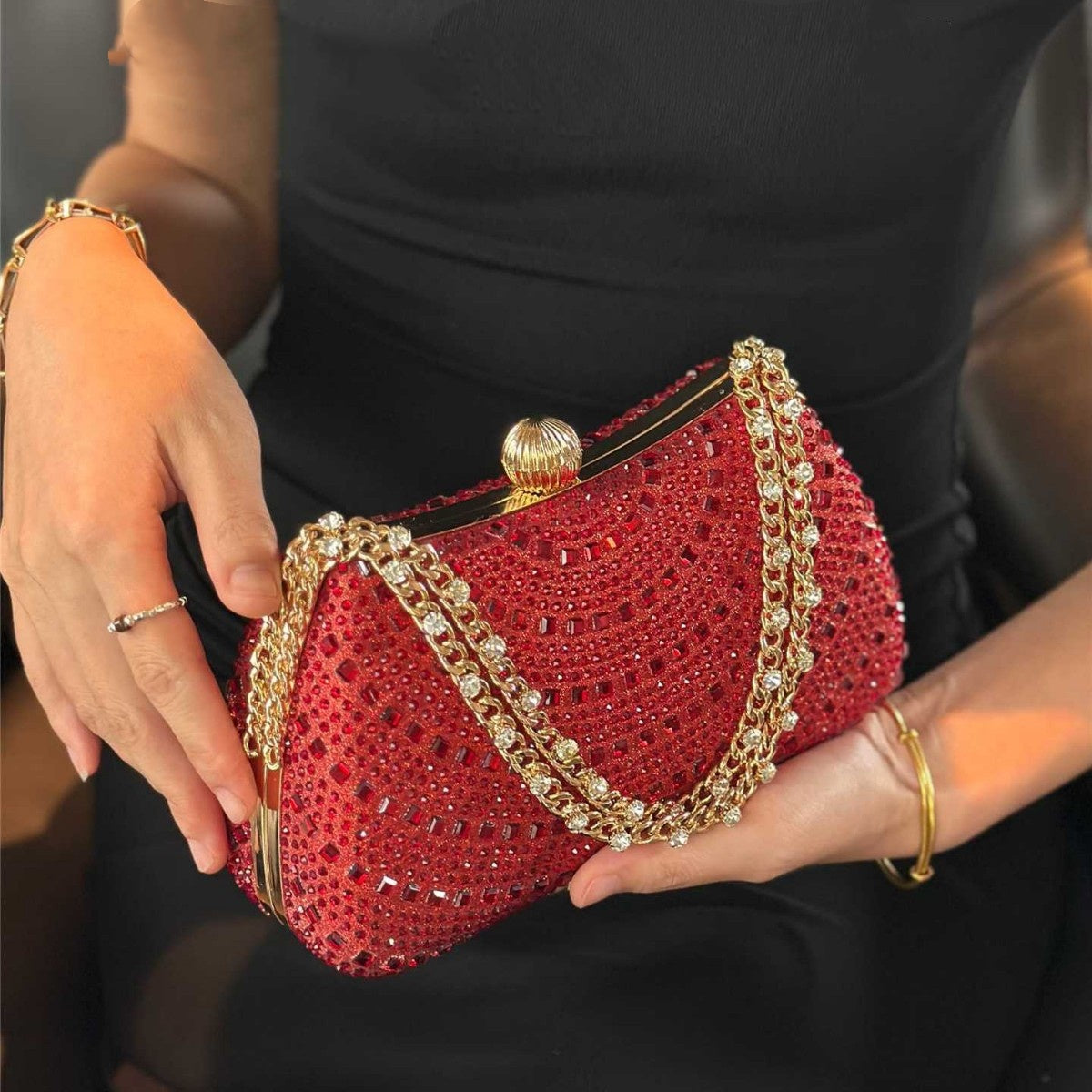 High-end Socialite Full Crystals Handbag