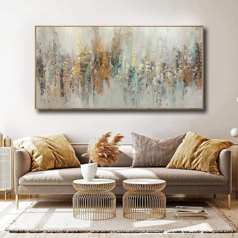 Handmade Abstract Oil Painting On Canvas Light Luxury Horizontal Wall Art For Living Room Decor