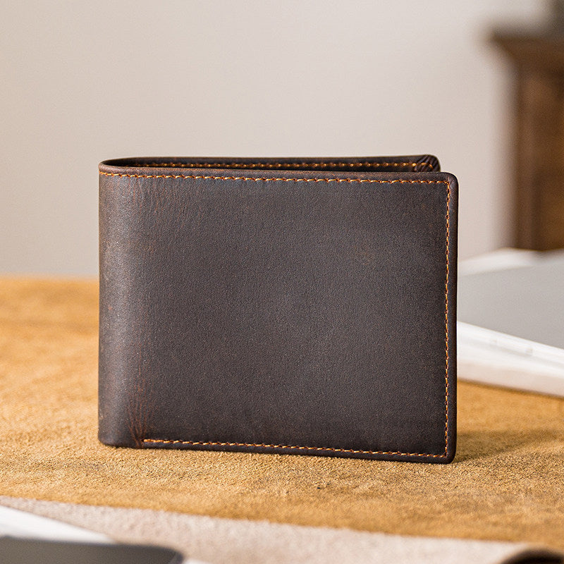 Handmade Billfold Wallet Made From Premium Full-grain Calf leather