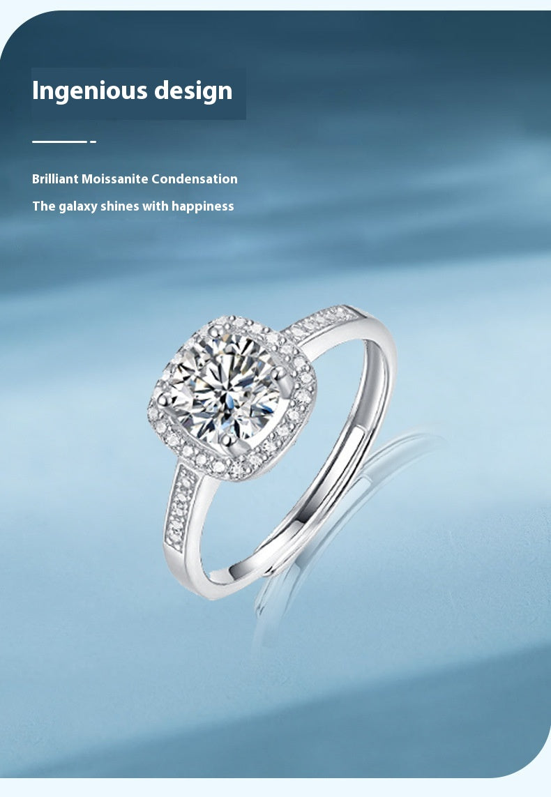 Korean Asterism Moissanite Ring Necklace Engagement Set