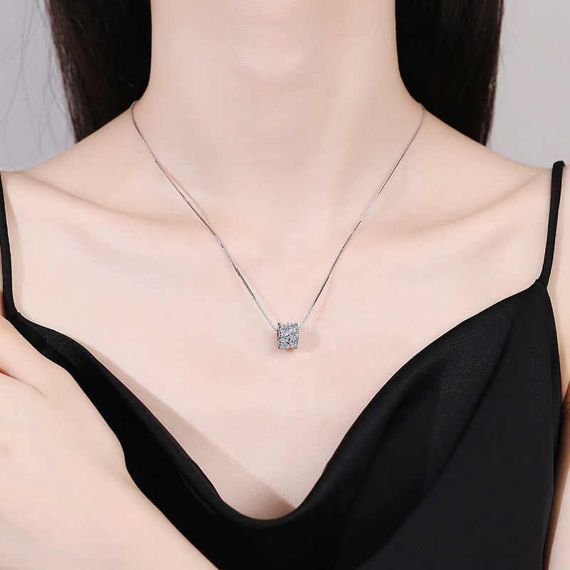 Moissanite Necklace Sterling Silver Clavicle Chain