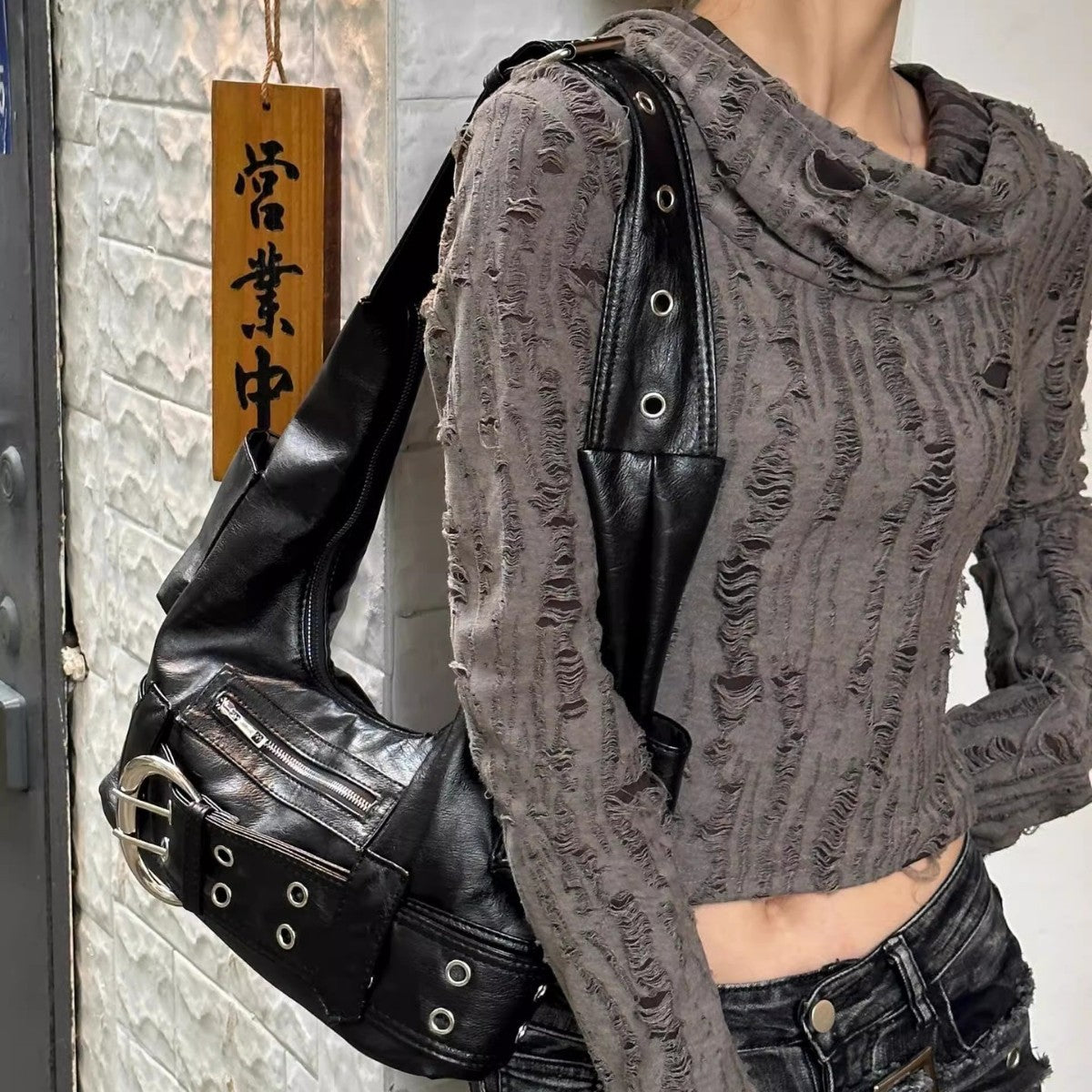 American-style vintage Leather Shoulder bag
