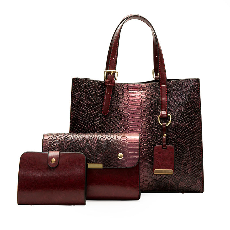 Python embossed Crossbody Three-piece Bag