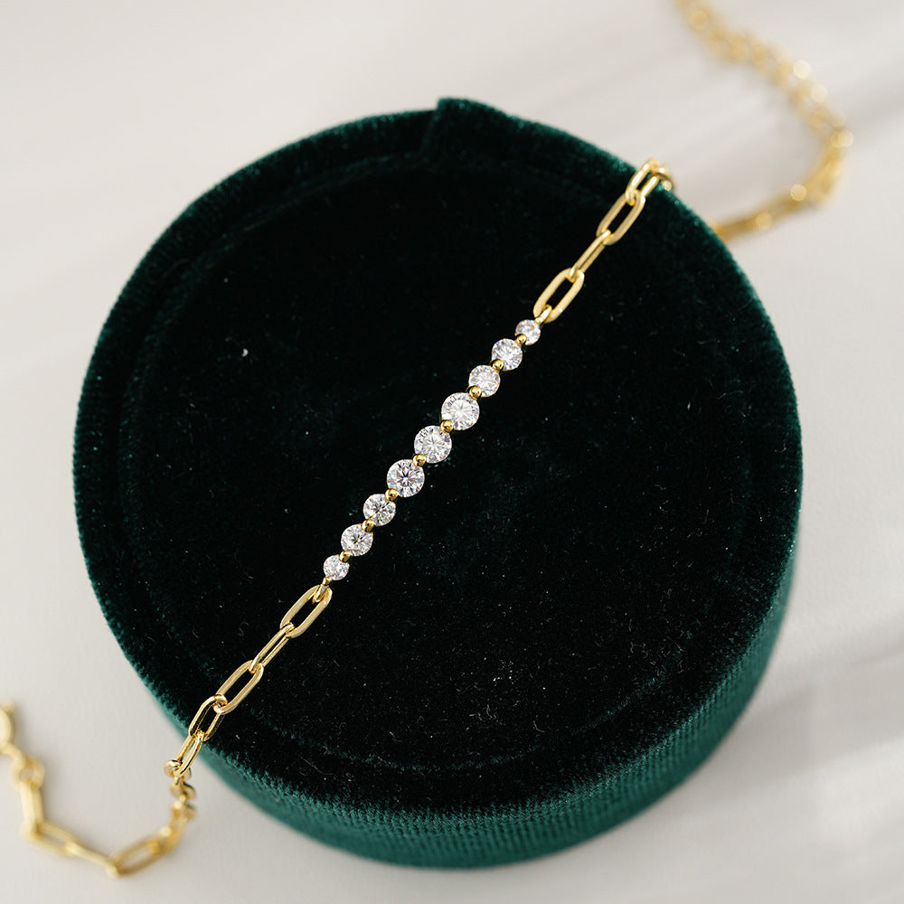 Irregular Straight Row Bracelet Moissanite S925 Sterling Silver