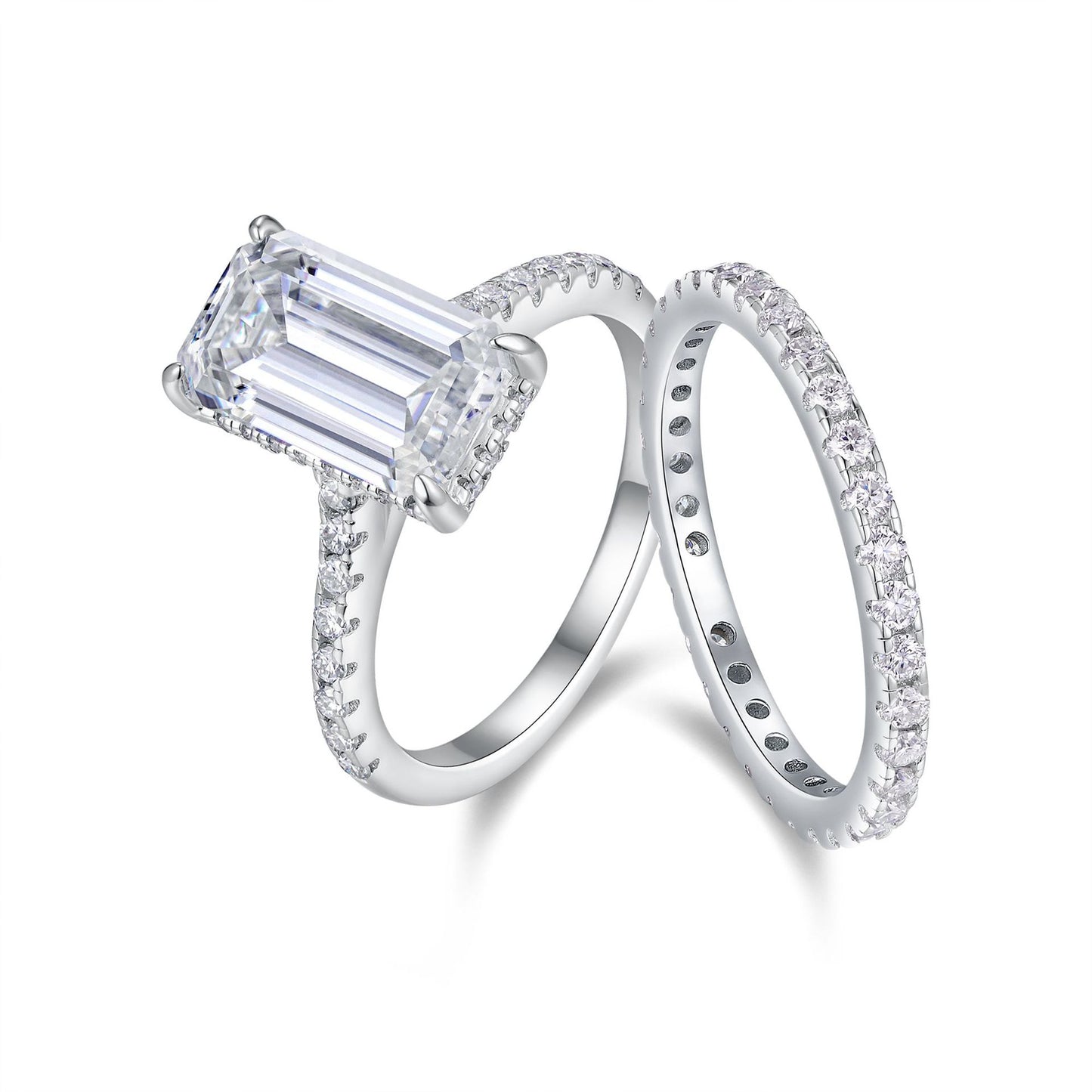S925 Sterling Silver Stackable Ring Set With Moissanite