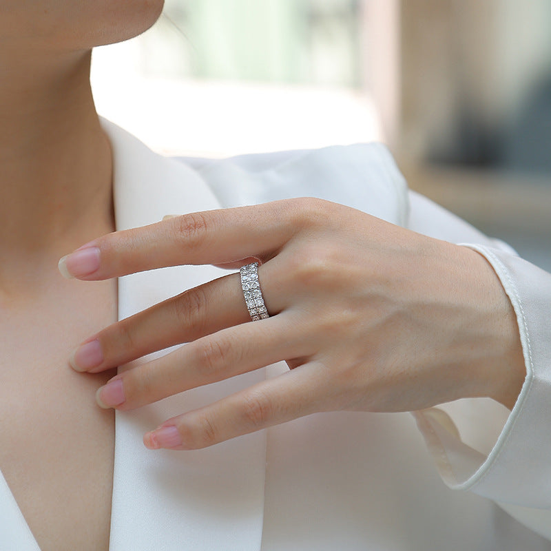 Moissanite S925 Sterling Silver Light Luxury Online Influencer Ring