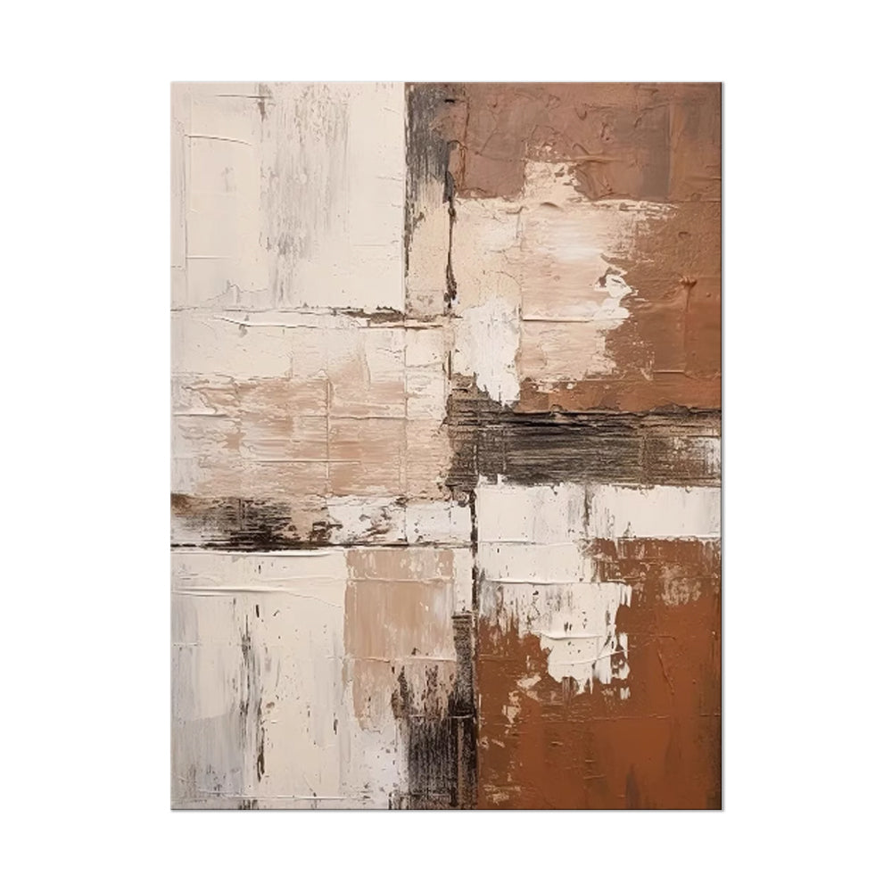 Large Abstract Handmade Painting Brown Textured Wall Art t Wabi-sabi Modern Home Living Room Decor