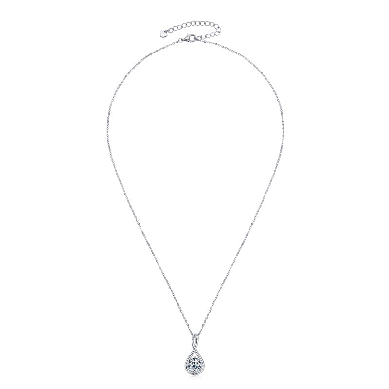 Silver Moissanite Drop-shaped Necklace