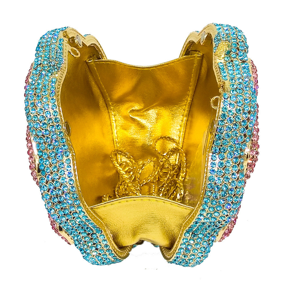 Ladies Evening Bag With Crystals-encrusted Floral Design