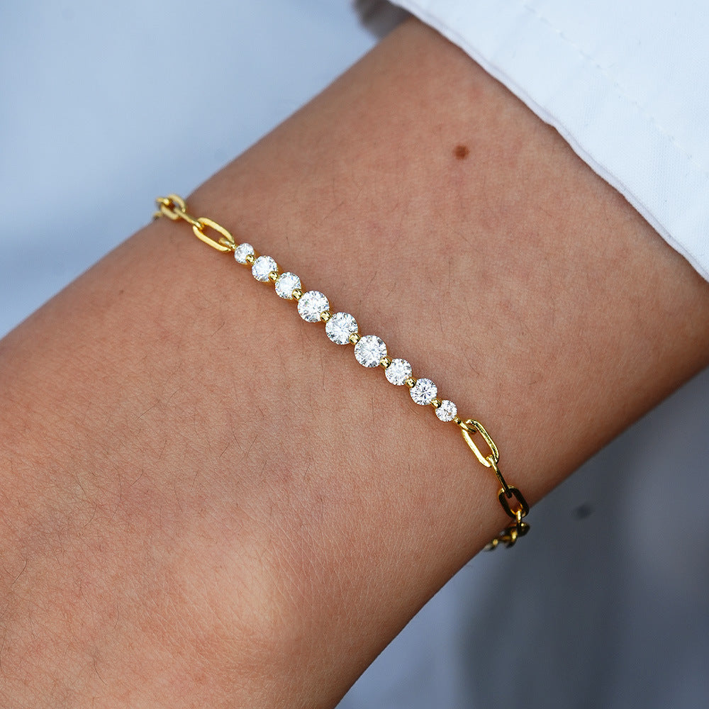 Irregular Straight Row Bracelet  Moissanite S925 Sterling Silver