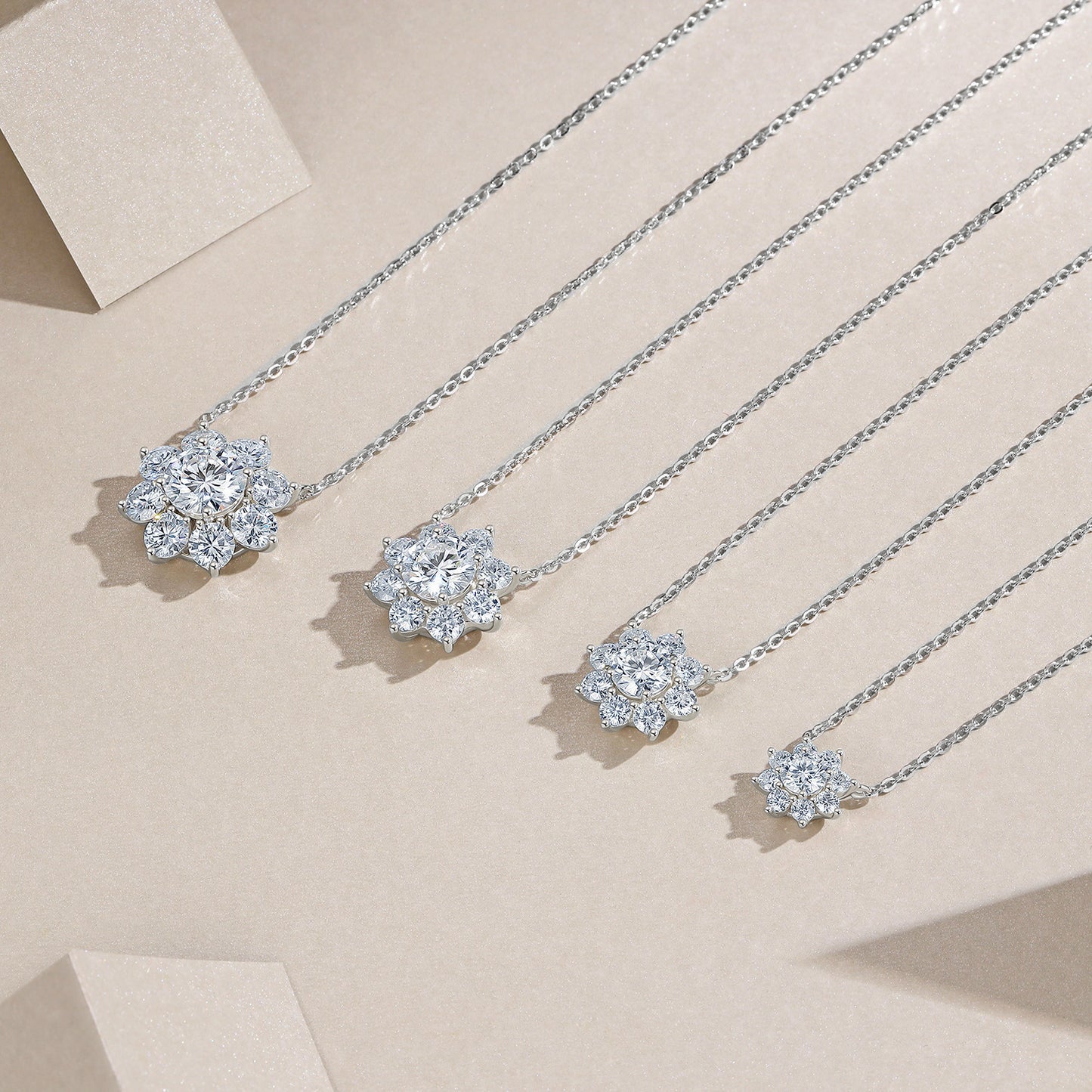S925 Sterling Silver Moissanite 8-Petal Sunflower Necklace For Women