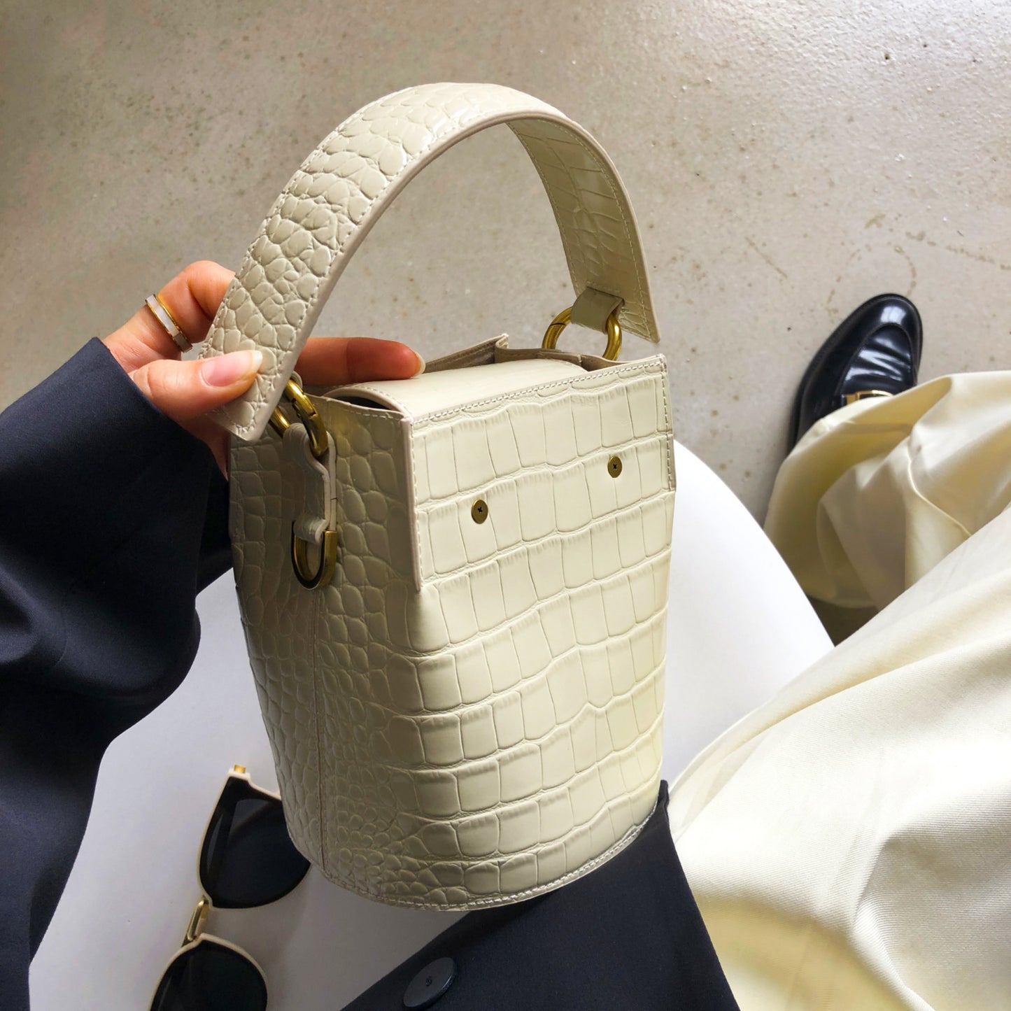 Crocodile embossed Calf Leather  Bag