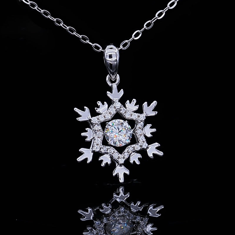 Snow flake Pendant 925 Sterling Silver Moissanite Necklace