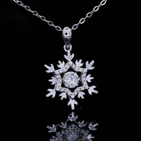 Snow flake Pendant 925 Sterling Silver Moissanite Necklace