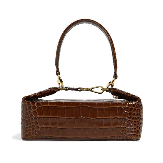 Crocodile Embossed Box  Shoulder Bag