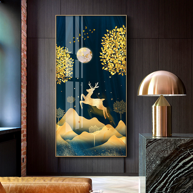 Entrance Metal Living Room Style Luxury Crystal Porcelain Painting