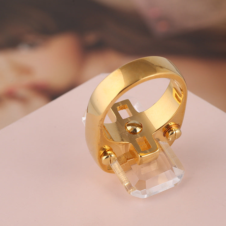 Rectangular natural stone Ring