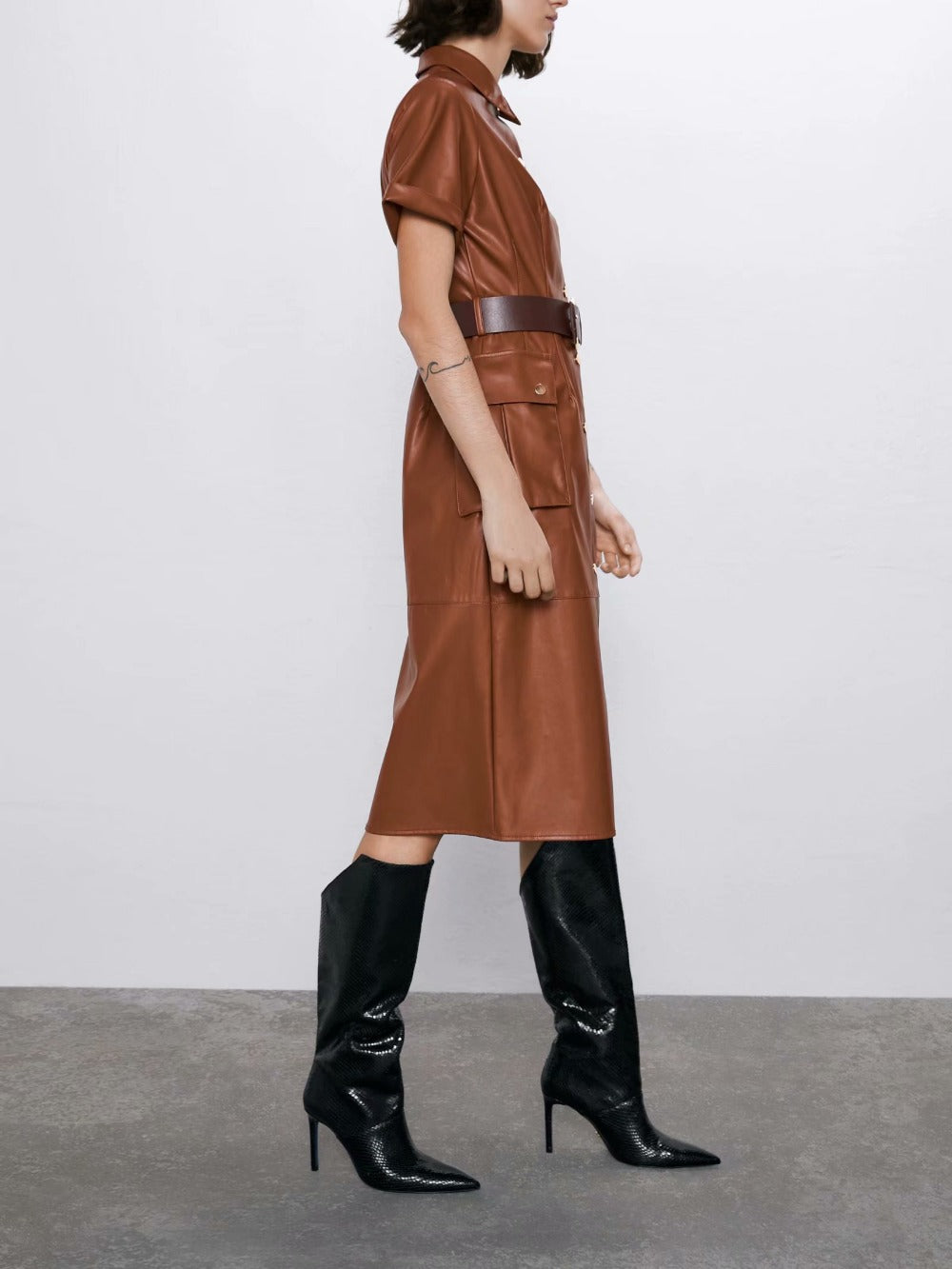 Women  faux leather dress
