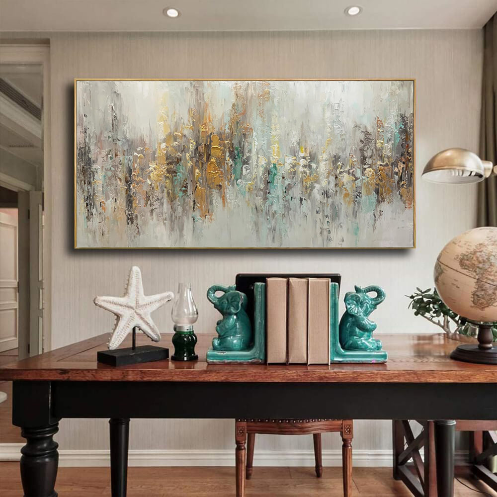 Handmade Abstract Oil Painting On Canvas Light Luxury Horizontal Wall Art For Living Room  Decor