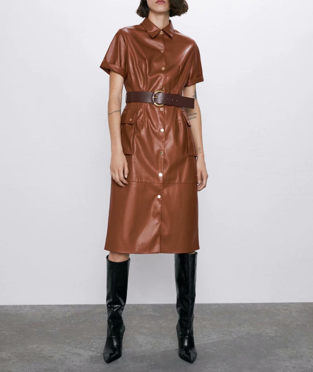 Women  faux leather dress