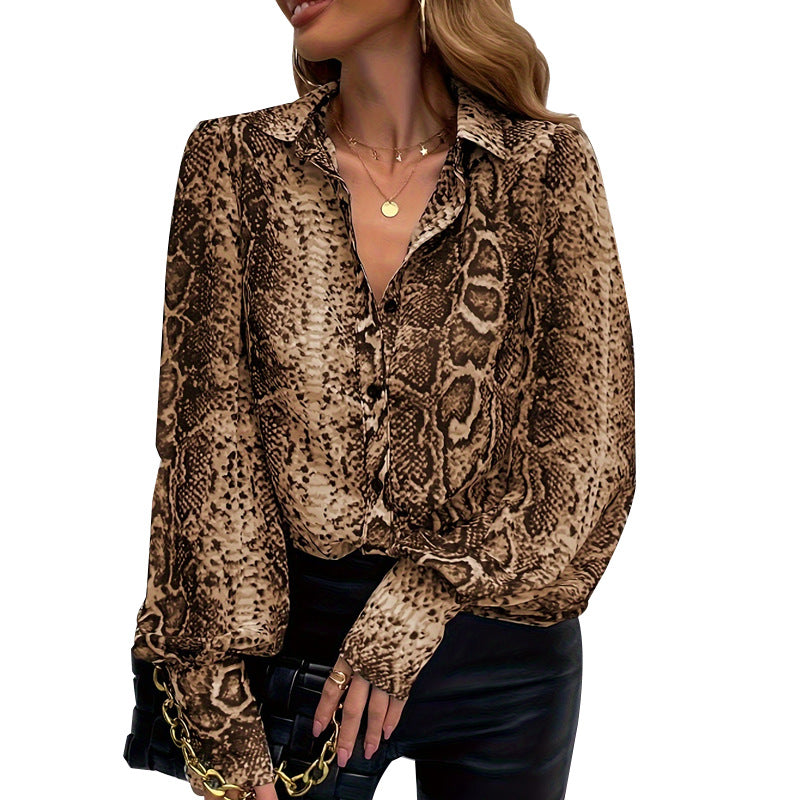 Leopard-print Long-sleeve Cardigan Shirt