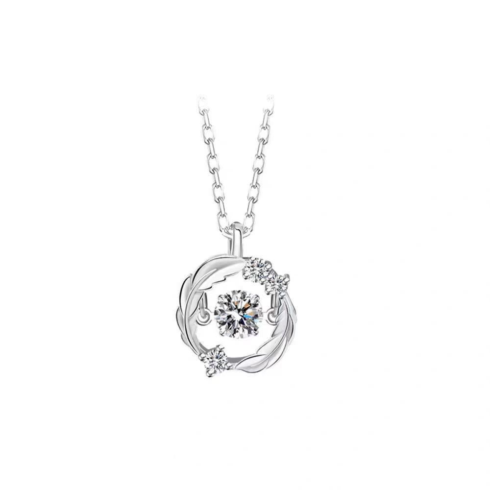 S925 Sterling Silver Moissanite Feather Necklace
