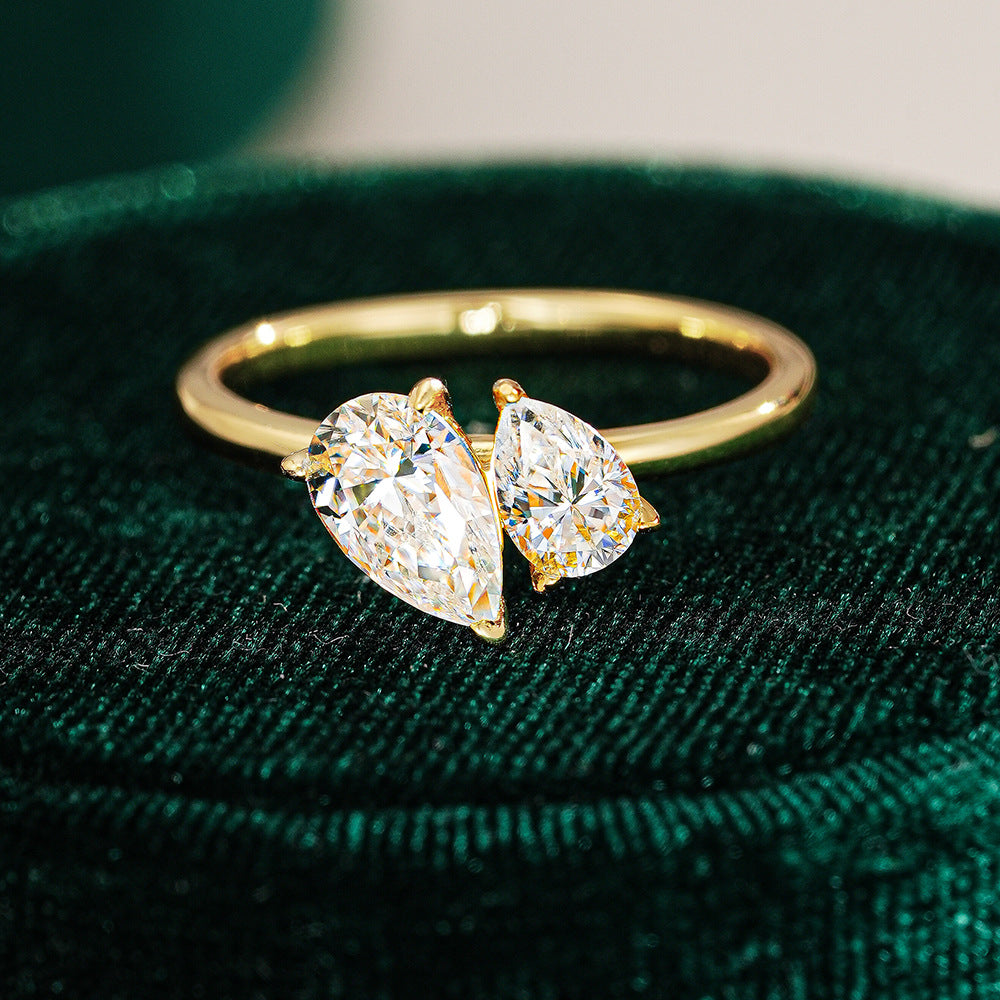 Square Drop Exaggerated 925 Sterling Silver  Moissanite Ring