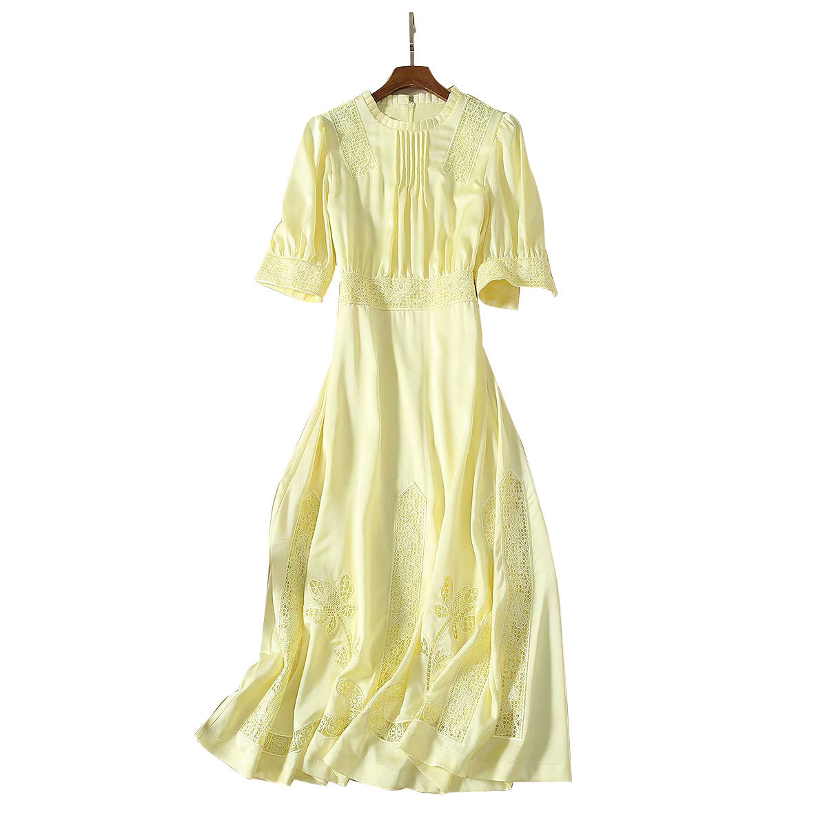 Silk satin embroidery dress