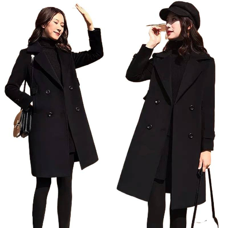 Trendy Black Chanel-style Wool Coat