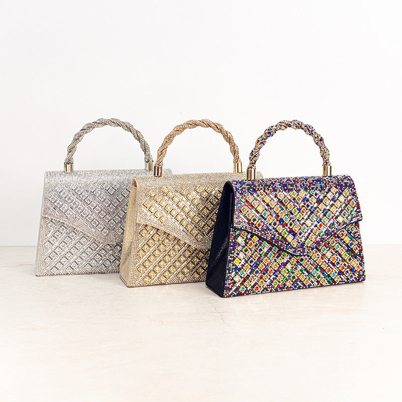 Retro Handbag With A Sense Of High-end Inlaid Crystal's