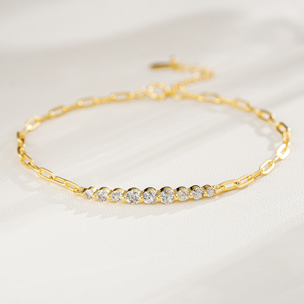 Irregular Straight Row Bracelet  Moissanite S925 Sterling Silver