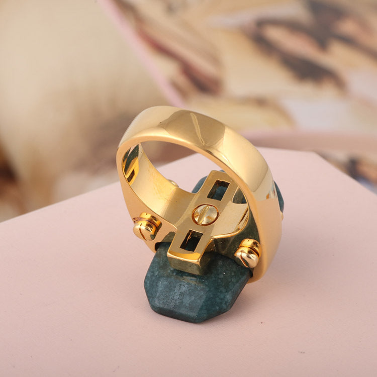 Rectangular natural stone Ring