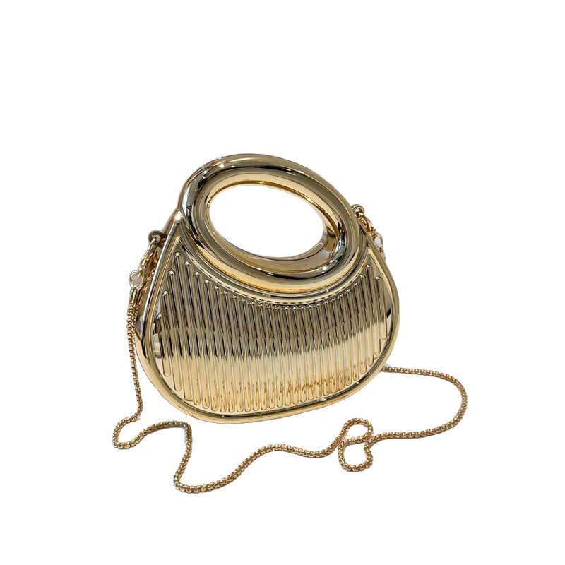 Embossed Crescent-chain Shoulder-crossbody Bag