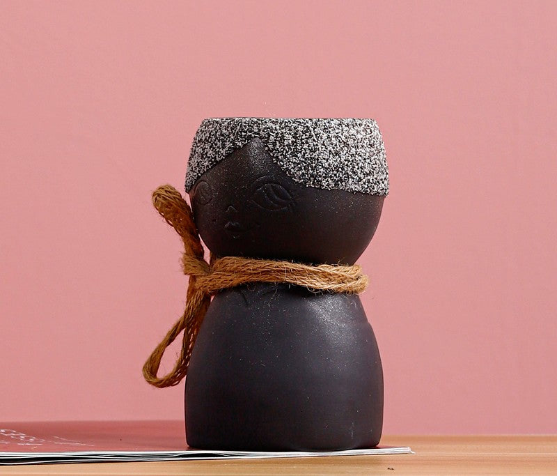 Porcelain Face Vase On Porch Table