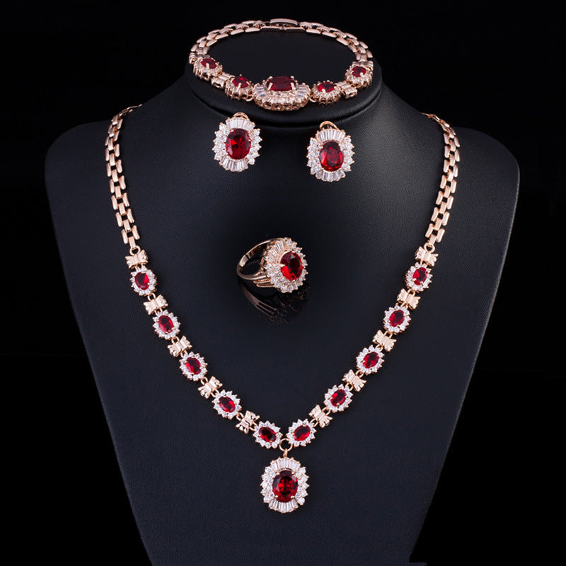 Retro Zircon Necklace Set