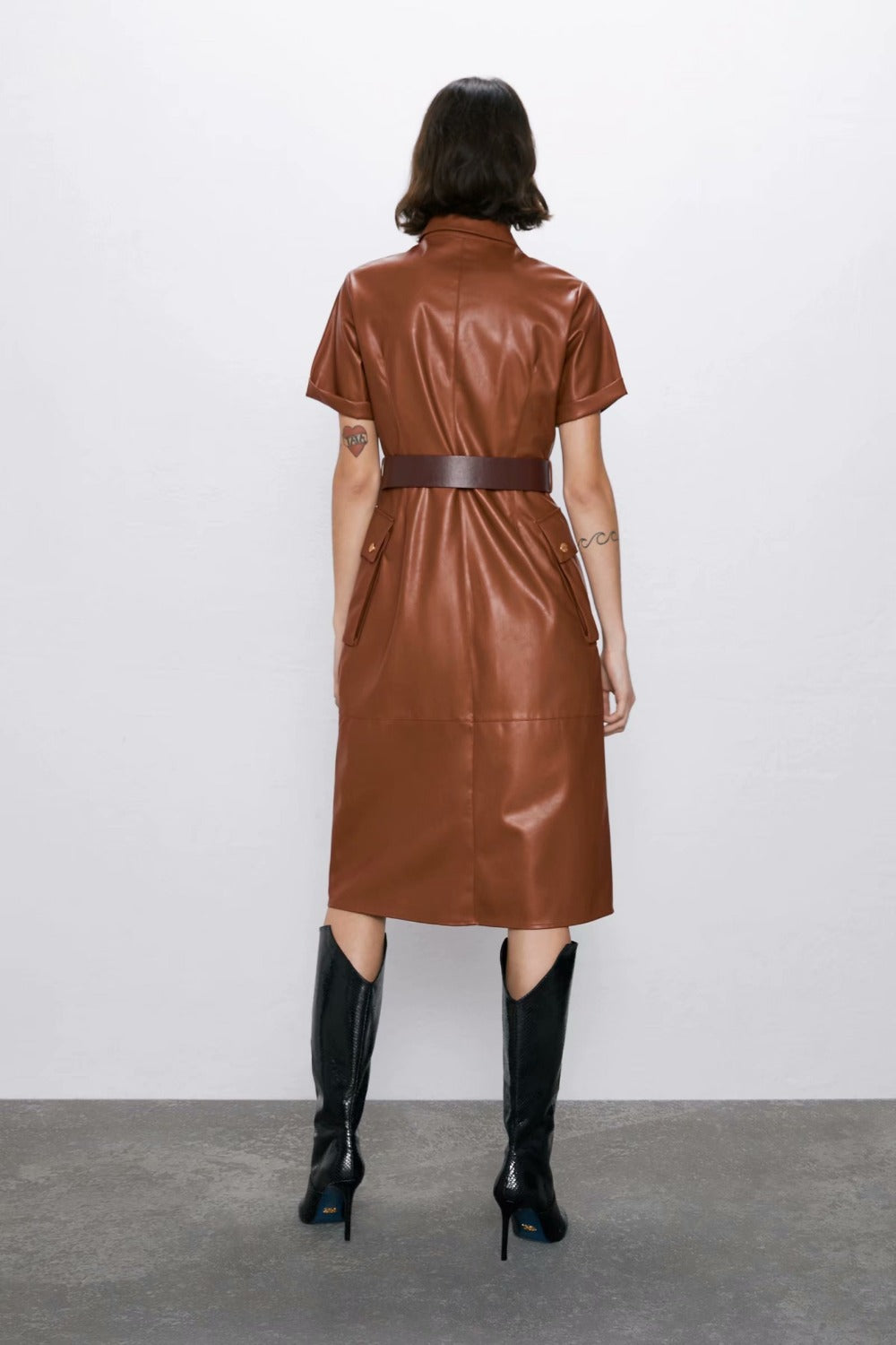 Women  faux leather dress