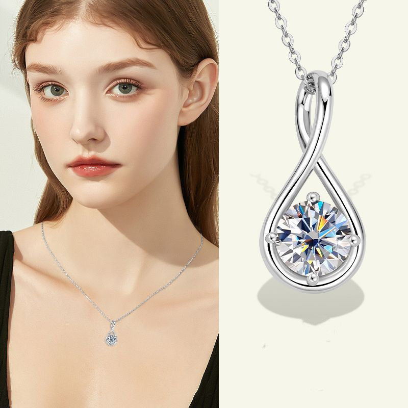 Silver Moissanite Drop-shaped Necklace