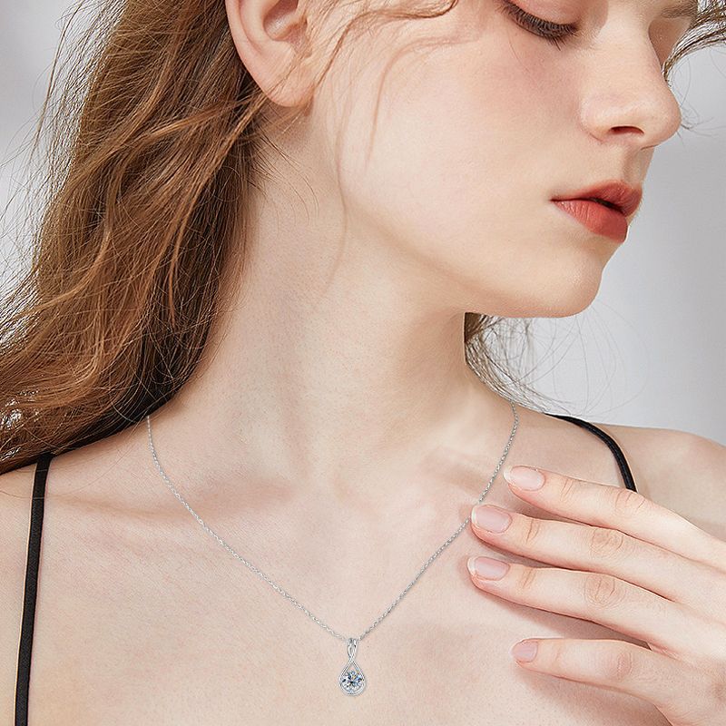 Silver Moissanite Drop-shaped Necklace