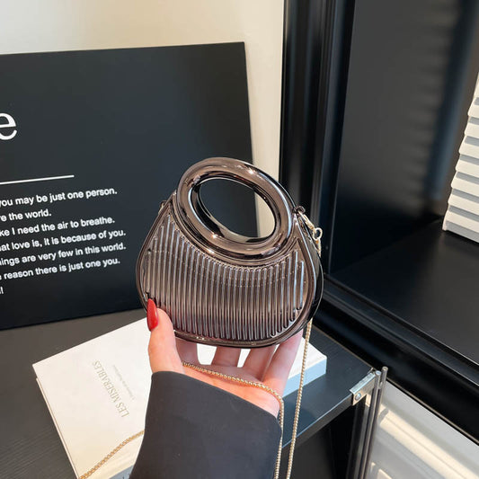 Embossed Crescent-chain Shoulder-crossbody Bag